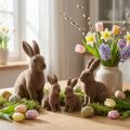 Kanin flockad brun 11cm, 13,5cm 6 st | Floristik24.se