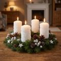Adventsljusset, snöbollsdesign, vitt – blockljus 100/60 mm för adventskrans och juldekorationer, 4-pack | Floristik24.se