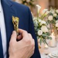 Bröllop märke med magnet guld 5cm | Floristik24.se