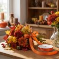 Presentband prickigt dekorativt band orange 10mm 25m | Floristik24.se