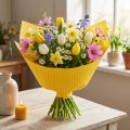 Manschettpapper silkespapper blompapper gul rutig 25cm 100m | Floristik24.se