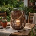 Dekorativ lykta, ljusdekoration med handtag, lykta i korg Ø23cm H27cm | Floristik24.se