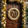 Jubileumsnummer 70 i guld Ø40cm | Floristik24.se