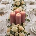 Pelarljus i dusty rose-färg, 70×120 mm, genomfärgade, set om 4, dekorativa ljus för bröllop och hem | Floristik24.se
