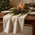Bordslöpare fuskpäls beige, bordsband dekorativ päls 15×200cm | Floristik24.se
