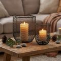 Ljusstake svart metalltrådskorg Ø23cm/16cm set om 2 | Floristik24.se