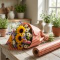 Blomsilke 75cm rutig röd 8kg | Floristik24.se