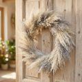 Krans av torkat pampasgräs, bohemisk dörrkransdekoration, naturliga torkade blommor Ø31cm, väggkrans | Floristik24.se