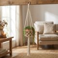 Makramé Hängande Dekoration Boho Style Ø12cm H79cm Cream - Hängande Kruka Väggdekoration | Floristik24.se
