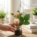 Rose i ett glas Rosa H23cm | Floristik24.se