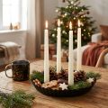 Metall ljusstake formad som tårta – Svart, Ø 24 cm – Elegant bordsdekoration för 4 ljus – 2 stycken | Floristik24.se