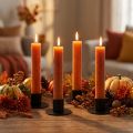 Koniska ljus mörkorange enfärgade Sunset 34x240mm 4 st | Floristik24.se