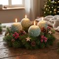 Set med 4 gröna bollljus 8 cm glitter snöboll juldekoration adventsljus | Floristik24.se