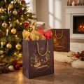 Presentpåse julhorn brun/guld 18x10x23cm 2st | Floristik24.se