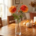 Konstgjorda Dahlia Dekorativa Blommor Orange Röd Ø10 L80cm 2st | Floristik24.se