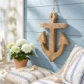 Hängande ankare Mango Wood Nautical Hanger Natural H24,5cm | Floristik24.se