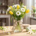Presentband blommor brun vit dekorationsband 15mm 15m | Floristik24.se