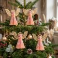 Ängelpappersprydnader Jul Aprikos Guld 12cm Set om 4 | Floristik24.se