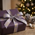 Presentband lavendel guld Julhjort 25mm 15m | Floristik24.se