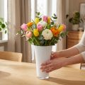 Vas “Fizzy” Ø16cm H27cm vit, 1 st | Floristik24.se