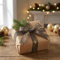 Julband brunt guld present band gran 25mm 15m | Floristik24.se