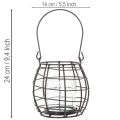 Trädgårdslykta, svart metall med vindljus, Ø14cm H12,5cm | Floristik24.se