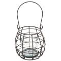 Trädgårdslykta, svart metall med vindljus, Ø14cm H12,5cm | Floristik24.se
