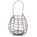 Floristik24 Trädgårdslykta med ljushållare i glas, svart, Ø20 cm, H18,5 cm