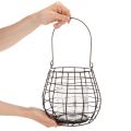 Trädgårdslykta med ljushållare i glas, svart, Ø20 cm, H18,5 cm | Floristik24.se