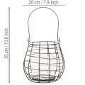 Trädgårdslykta med ljushållare i glas, svart, Ø20 cm, H18,5 cm | Floristik24.se