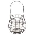 Trädgårdslykta med ljushållare i glas, svart, Ø20 cm, H18,5 cm | Floristik24.se