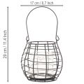 Trädgårdslykta med handtag, svart, ljushållare i glas, Ø17cm, H15cm | Floristik24.se
