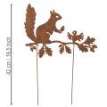 Trädgårdspåke av ekorre på gren, väderbiten metall, 42 cm hög, 3 stycken | Floristik24.se