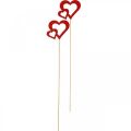 Floristik24 Blomplugg hjärta trä röd romantisk dekoration 6cm 24st