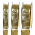 Floristik24 Guld presentband med trådkanten 25m