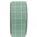 Floristik24 Presentband grönt pastellrutigt dekorband 35mm 20m