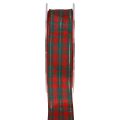 Floristik24 Presentband rutigt tygband röd grön skotsk 25mm 20m