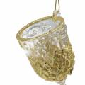 Floristik24 Dekorativa hängglasögon guld med glimmer 10 cm 4st