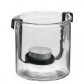 Floristik24 Lyktglas med värmeljushållare svart metall Ø9×H10cm
