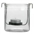 Floristik24 Lyktglas med värmeljushållare svart metall Ø9×H10cm