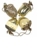 Floristik24 Julgransdekorationer ekollon för att hänga metallglas guld 7cm 4st