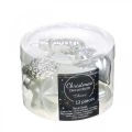 Floristik24 Mini julgranspynt mix glas vit, silver assorterad 4cm 12st