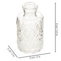 Miniglasvas med diamantmönster, liten bordsvas, flaska, transparent, 9 cm, 6 stycken | Floristik24.se