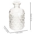 Glasflaska med diamantmönster, dekorativ flaska, vas, liten, 13 cm, 6 stycken | Floristik24.se