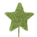 Floristik24 Mica stjärnor grön 4cm på tråd 60st