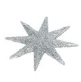 Floristik24 Glitter star silver Ø10cm 12st