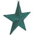 Floristik24 Glitter stjärnset deco galge och scatter dekoration smaragd, ljusgrön 9cm/5cm 18 stycken