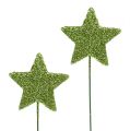 Floristik24 Glitter stjärnor på trådgrön 5cm 48st