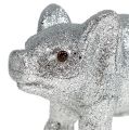 Floristik24 Lucky pig 13cm silver med glimmer 4st