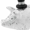 Floristik24 Lycklig gris med cylinder silver 6,5 × 8 cm 6st